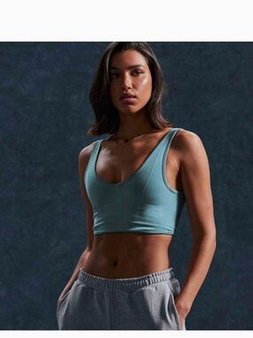 Gymshark Ribbed V-Neck Sports Bralette — Blue